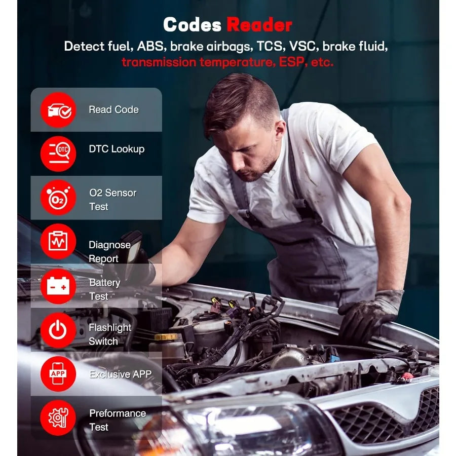 Bluetooth OBD2 Scanner for Cars Wireless OBD2 Scan Tools Code Reader for iPhone Android Wireless Auto Diagnostic Tool to Read a