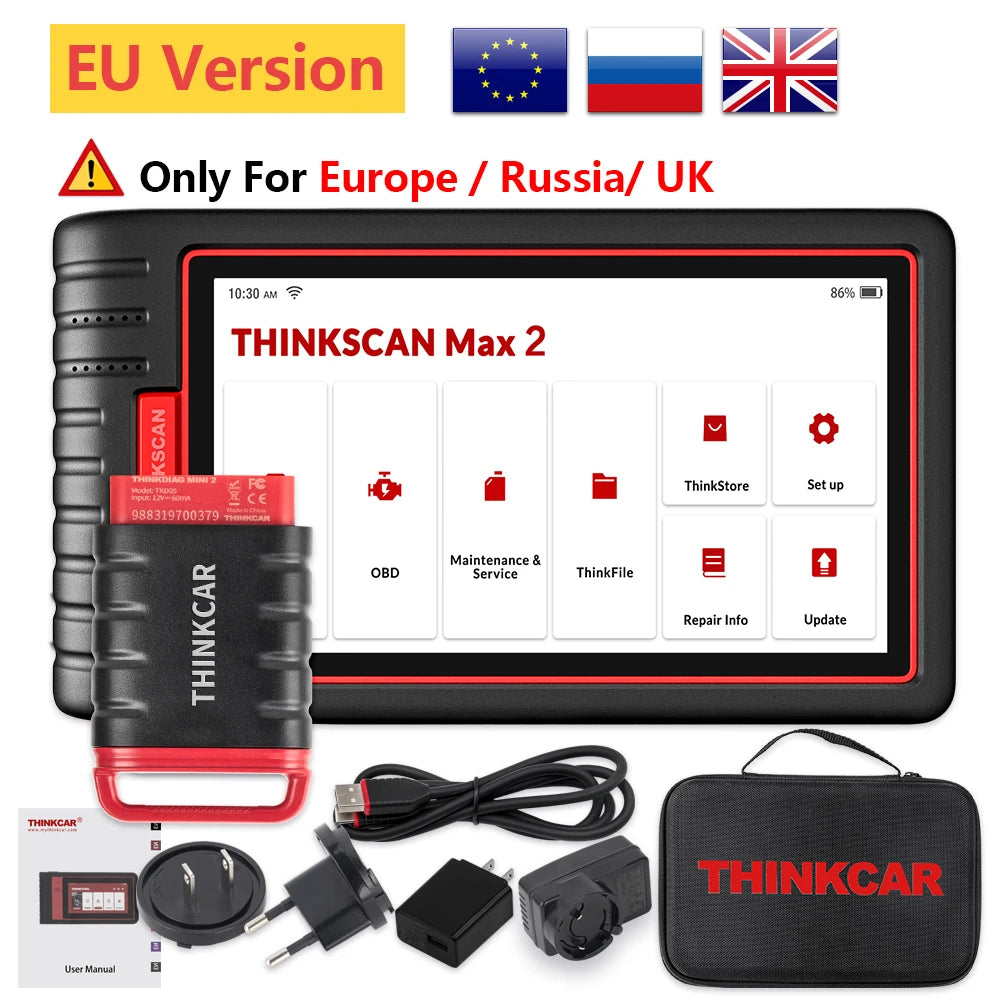 THINKCAR Thinkscan Max 2 Car Full System Diagnostic Tools TPM AF DPF IMMO 28 Reset ECU Coding Auto OBD OBD2 Scanner CANFD For GM