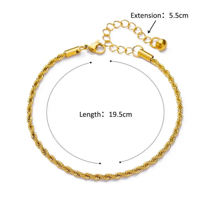 Anklets for Women Stainless Steel Twist Chain Anklet Summer Foot Bracelets Beach Accessories 2024 Trendy Jewelry Birthday Gift