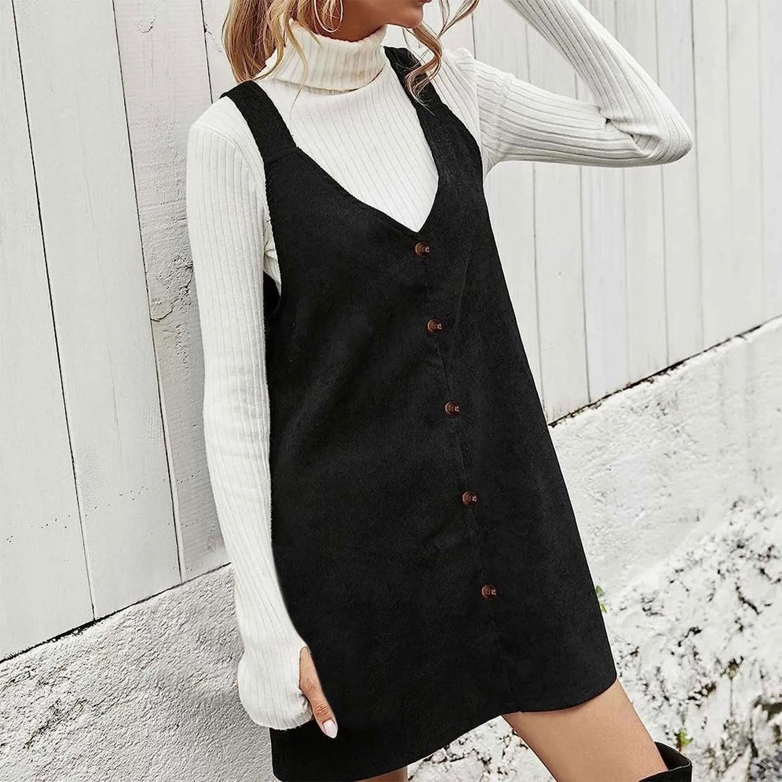 Women'S Dungaree Dress Corduroy A Line Mini Casual Outfits For Women A Line Dresses Mid Length Evening Dress
