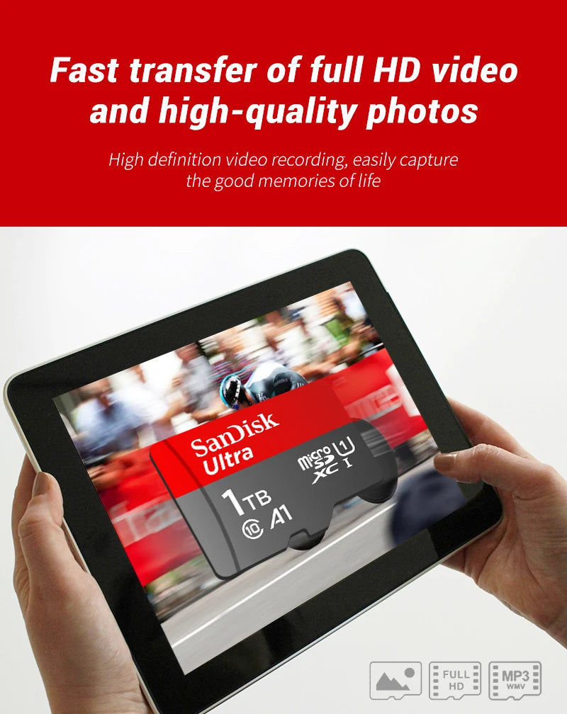 100% Original SanDisk Micro SD Card A1 A2 Memory Card 32GB 64GB 128GB 256GB 512GB 1TB microSD TF Card Storage UHS-I Cards U1 U3