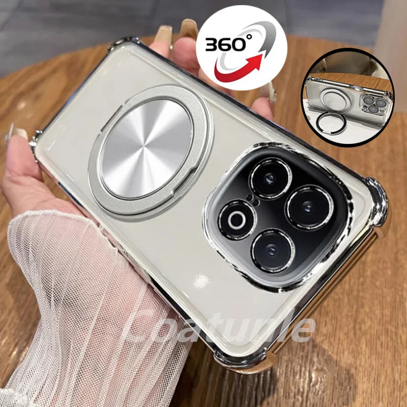 360° Rotating Shockproof Plating Magnetic Bracket For Magsafe Case on For funda Huawei Honor X7C X7B HonorX7C X7 C B Soft Cover