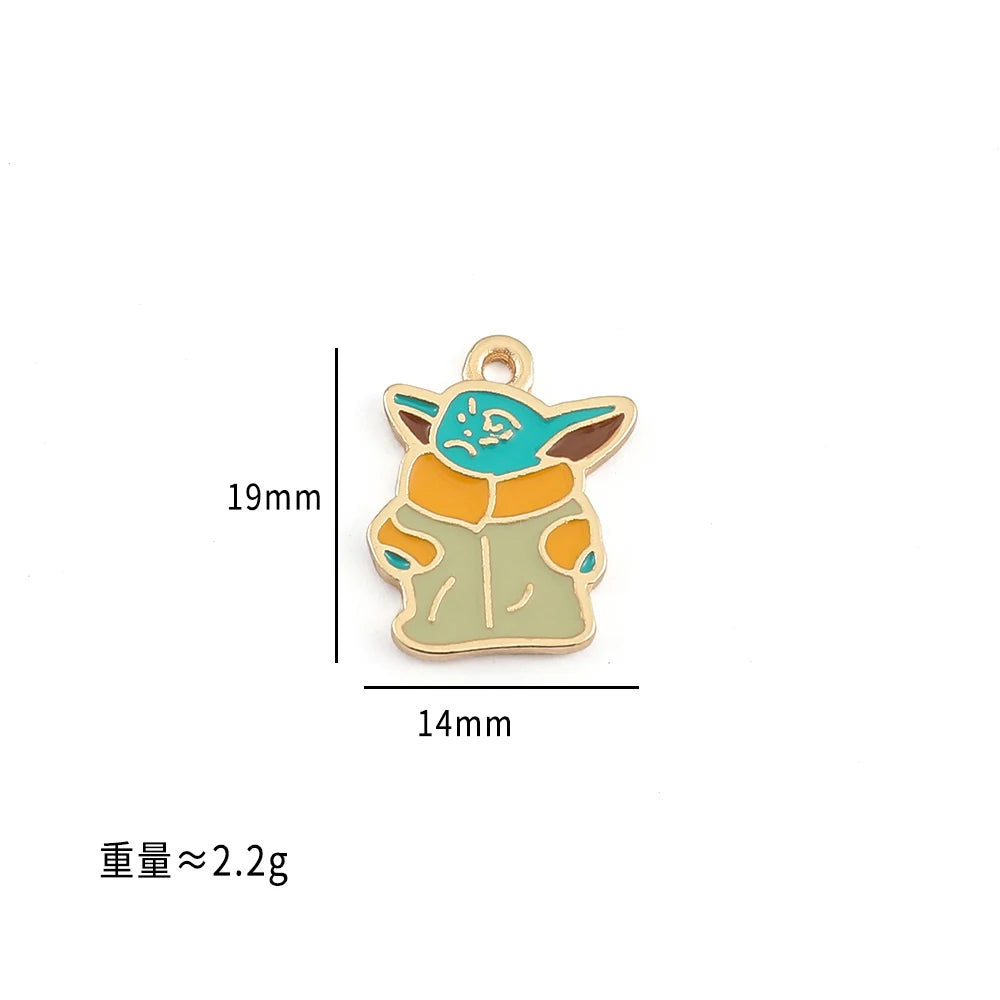 Wholesale 20pc Disnes Sta War Baby Yoda Grogu Mandalorian Charms New Alloy Metal Drop Oil DIY Bracelet Necklace Jewelry Making