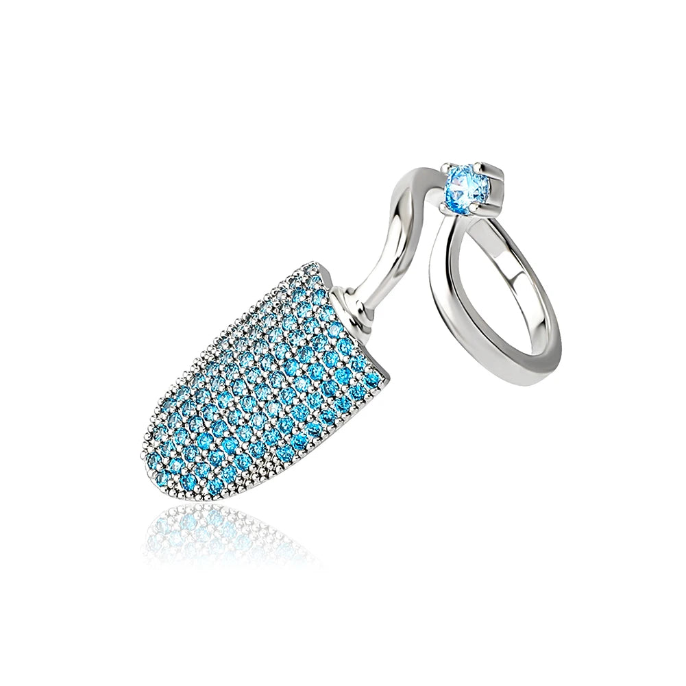 TOPGRILLZ New Nail Ring with White/Blue/Pink zircon Ring Full Iced Out Micro Pave Adjustable Ring Hip Hop Jewelry Gift For Women