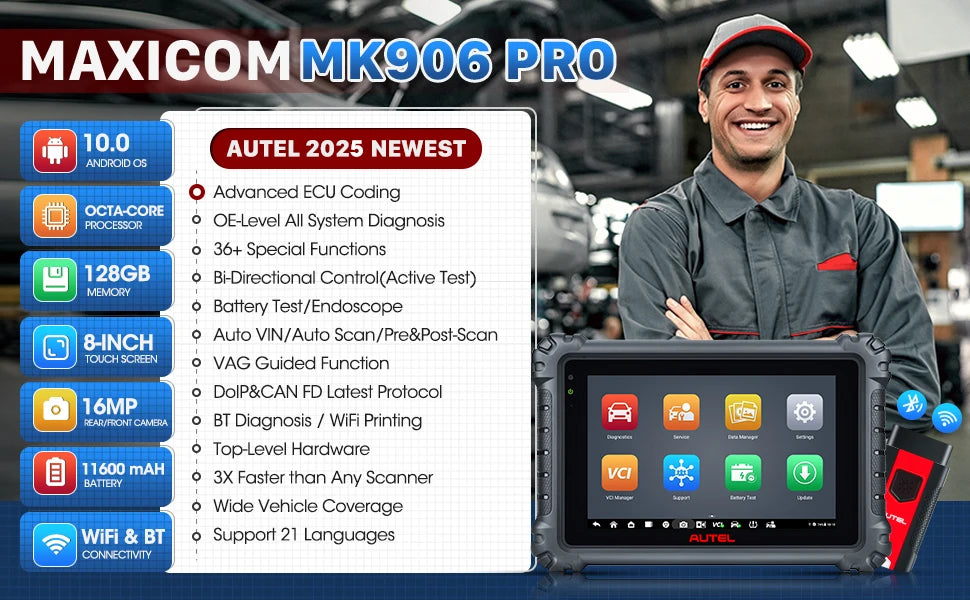 Autel MaxiCOM MK906S PRO MK906PRO Auto Diagnostic Scanner Release Diagnostic Tool OBD2 ECU Coding Diagnostic Tools PK MS906BT