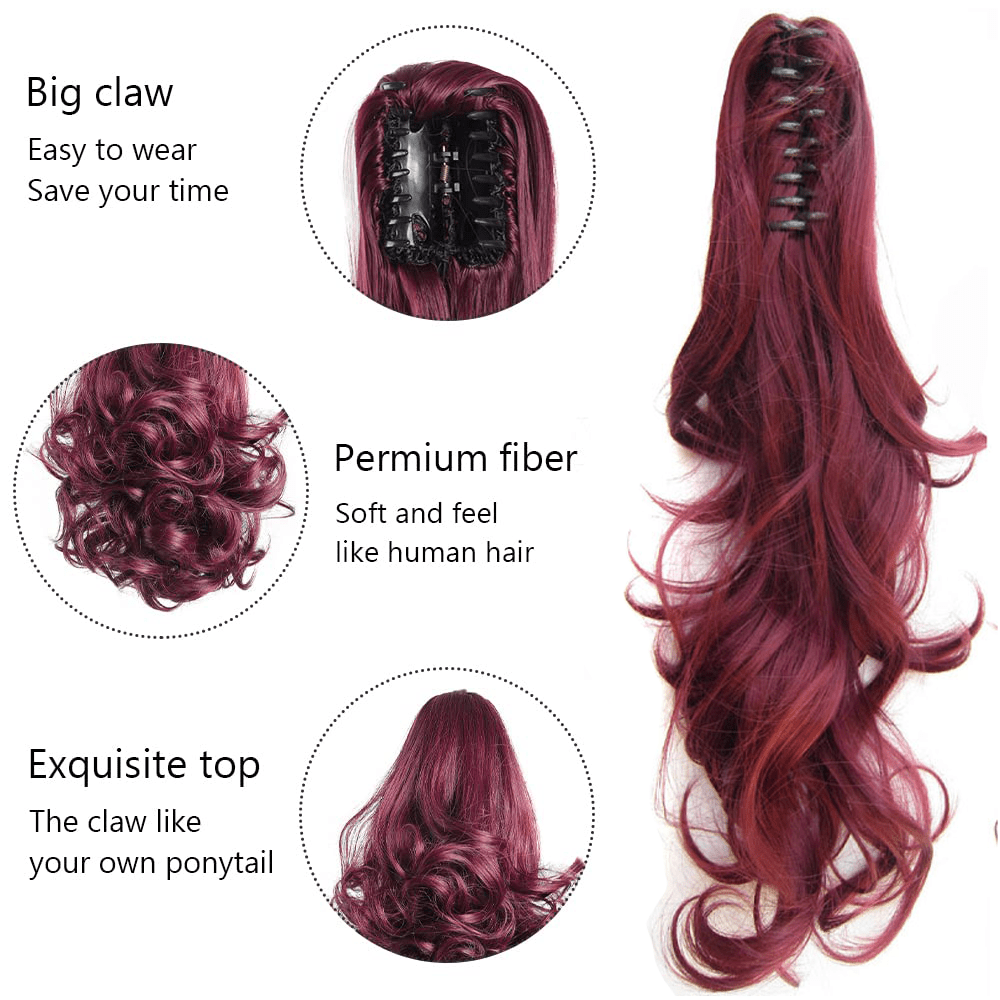 Claw Clip In Body Wave Hair Extensions Long Curly Wavy Ponytail Hair Extensions Synthetic Hair Pieces for Women Girls, Quick Hairstyle, Clip In Hair, Fashionable Wig, Loose Wave, Durable Clipins, Highquality Extensions, Wavy