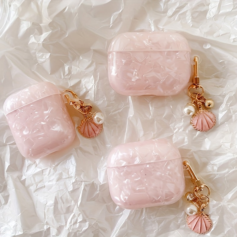 Pink Shell Pattern Plus Shell Pendant Suitable for airpods pro 2nd Generation Earphone Case airpod1/2 Earphone Case airpod 3 Protective Case