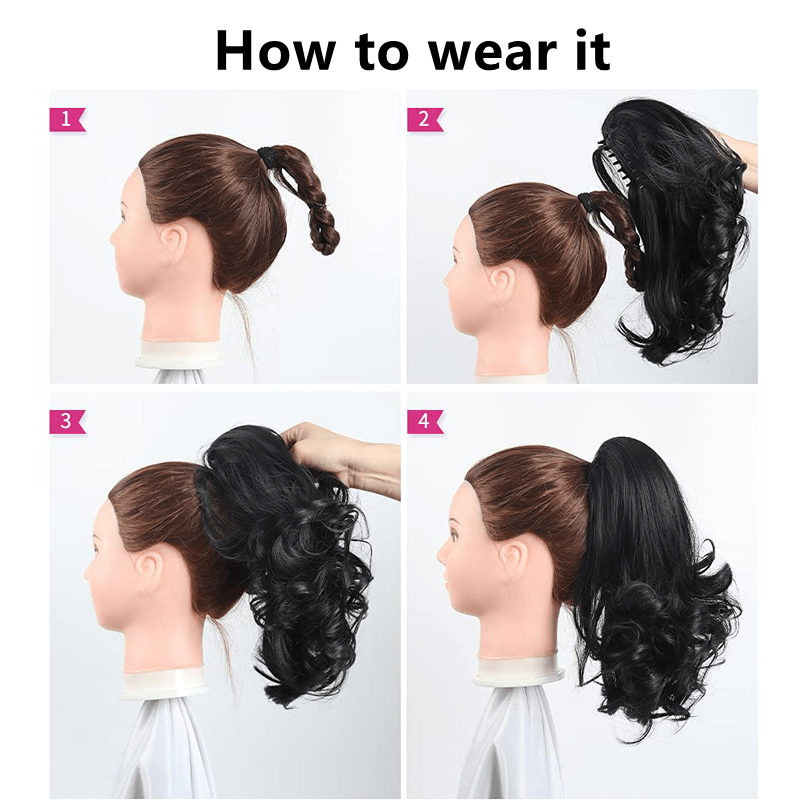 Claw Clip In Body Wave Hair Extensions Long Curly Wavy Ponytail Hair Extensions Synthetic Hair Pieces for Women Girls, Quick Hairstyle, Clip In Hair, Fashionable Wig, Loose Wave, Durable Clipins, Highquality Extensions, Wavy