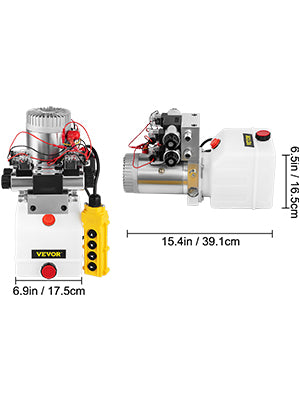 SucceBuy 12V DC Double Acting Solenoid Hydraulic Power Pack Car Jack With 4.5L Tank Reservoir Dump Trailer Electric Lifting Tool