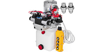 SucceBuy 12V DC Double Acting Solenoid Hydraulic Power Pack Car Jack With 4.5L Tank Reservoir Dump Trailer Electric Lifting Tool