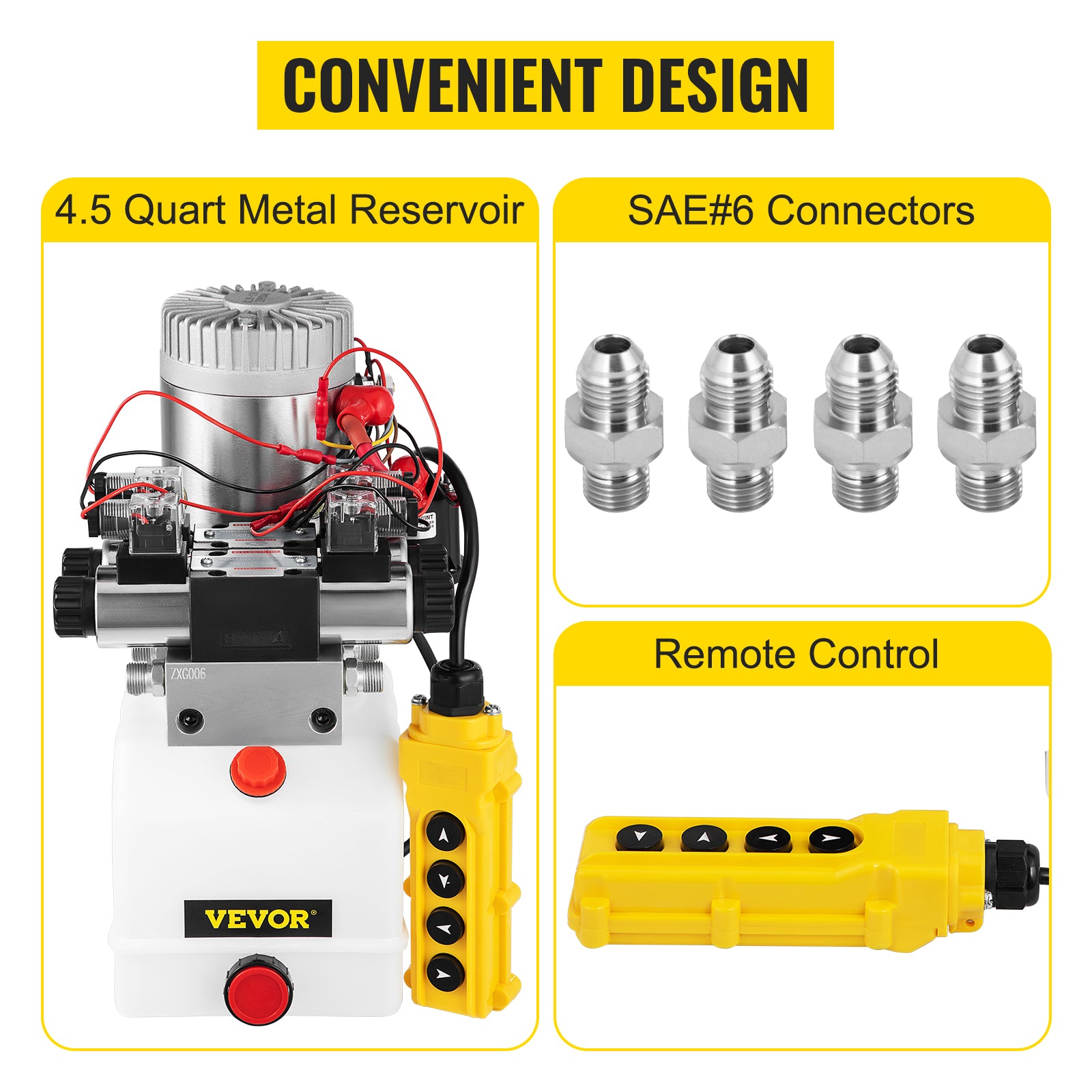 SucceBuy 12V DC Double Acting Solenoid Hydraulic Power Pack Car Jack With 4.5L Tank Reservoir Dump Trailer Electric Lifting Tool